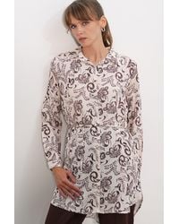 Bigdart - Floral Viscose Crepe Belted Long Shirt - Lyst