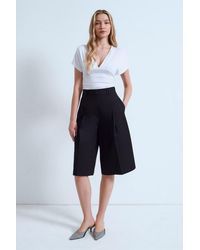 Dilvin - High-Waist Cotton Poplin Capri Shorts - Lyst