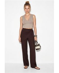 Bianco Lucci - High-Waist Wide-Leg Crepe Trousers - Lyst