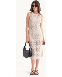 Hiccup - Lace Crochet Round Neck Midi Dress - Lyst