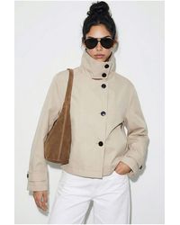 Bianco Lucci - Short Mandarin Collar Trench Coat - Lyst