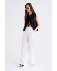 MixRay - High Waist Textured Muslin Fabric Pants - Lyst