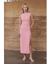 Dilvin - Fitted Sleeveless Midi Dress With Slit - Lyst