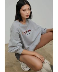 Hiccup - Embroidered Crew Neck Cottoned Raised Sweatshirt - Lyst
