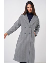Bigdart - Oversized Dubbelgeknoopt Herringbone Lange Overjas - Lyst