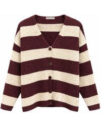 MixRay - Striped V-Neck Button-Front Knit Cardigan - Lyst