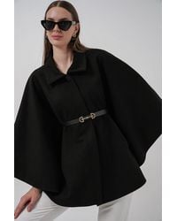 Bigdart - Belted Tweed Cape Coat - Lyst