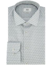 Eterna - Modern Fit Overhemd Wit Blauw Patroon - Lyst