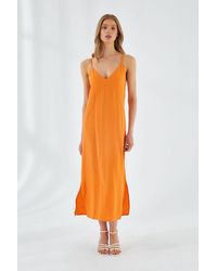 MixRay - V-Neck Slit Midi Dress - Lyst