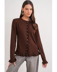 MixRay - Frilly Ribbed Knit Cardigan - Lyst