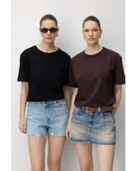 MixRay - Oversized Ribbed Crew Neck Two-Piece T-Shirt Set - Lyst