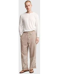 Giesto - Cotton Embroidered Knit Wide-Leg Pants - Lyst
