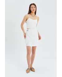 MixRay - Belted High-Waist Wrap Front Shorts With Slit Detail - Lyst