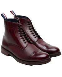 Ben Sherman - Harrington Brush Off Leather Burgundy Boots - Lyst