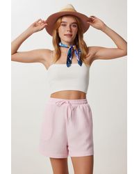 Happiness İstanbul - High Waist Wide Leg Cotton Shorts - Lyst