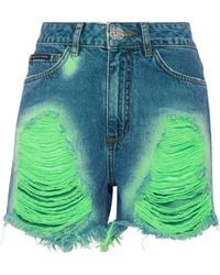 Philipp Plein - Denim Korte Broek - Lyst