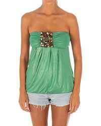 Met - Sleeveless T-Shirt With Wide Knit Top Effect 10Dmt0084 - Lyst