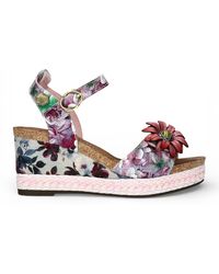 Laura Vita - Facyo 75 Lilac Floral Leather Wedge Espadrille Sandals - Lyst