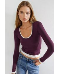 Busem - Contrast Binding Long Sleeve Blouse - Lyst
