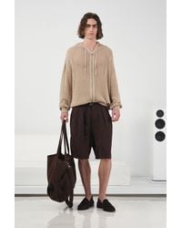 Giesto - Mid Waist Wide Leg Belted Tencel Shorts - Lyst