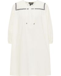 Dreimaster - Midi-Jurk Met Borduursel Wolwit - Lyst
