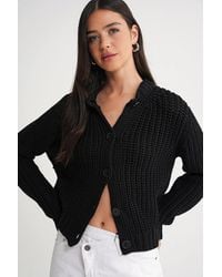 MixRay - Textured Ribbed Knit Cardigan With Buttons - Lyst