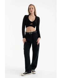 Hiccup - Scoop Neck Knitted Cut Out Long Sleeve Crochet Blouse - Lyst