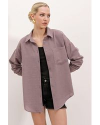Bigdart - Linen Blended Shirt With Button Closure - Lyst