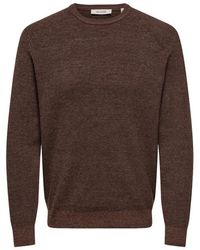 Only & Sons - Onsalfi Reg Ls Crew Knit Camp Cs Cognac - Lyst