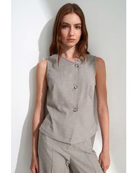 Dilvin - Fitted Woven Waistcoat With Button Front - Lyst
