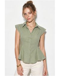 Bianco Lucci - Fitted Sleeveless Cotton Shirt - Lyst