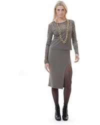 Conquista - Stretch Midi-Rok Met Split - Lyst