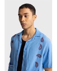 Giesto - Cotton Embroidered Poplin Short Sleeve Shirt - Lyst