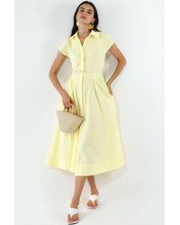 Busem - Belted Midi Dress With Shirt Collar - Lyst