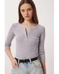 Happiness İstanbul - Slim Fit U Collar Long Sleeved Blouse - Lyst