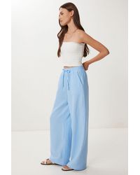 Happiness İstanbul - Wide Leg Drawstring Waist Pants With Binding Detail - Lyst