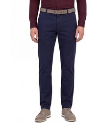 Meyer - Bonn Flatfront Broek Blauw Katoen - Lyst