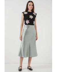 Bigdart - Satin A-Line Elastic Waist Midi Skirt - Lyst