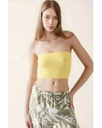 Hiccup - Slim Fit Strapless Ribbed Crop Top - Lyst