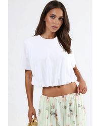 Busem - Crew-Neck Crop-Bluse Mit Elastischem Bund - Lyst