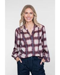 Geisha - 63576-70 010 Blouse Check Lurex Off-/Port - Lyst