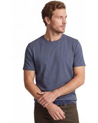 CASA MODA - T-Shirt Blauw Effen Normale Fit Katoen - Lyst
