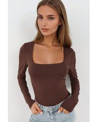 Hiccup - Slim Fit Square Collar Knit Top - Lyst
