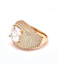 Luxenter - Ring Aus Zirkonia Mit Glanzschliff, Veredelt Mit 18 Karat Gelbgold – Smal - Lyst