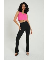 Hiccup - V Neck Knitted Ribbed Zippered Crop Top - Lyst