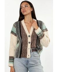 Hiccup - Oversized Soft Touch Patterned V-Neck Knit Cardigan - Lyst