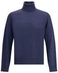 DSquared² - Dsquared² Blauwe Fleece Wol Coltrui - Lyst