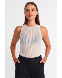 Dilvin - Ribbed Sleeveless Knit Blouse - Lyst