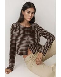 Hiccup - Crew Neck Basic Viscone Blended Buttoned Top - Lyst