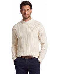 BOSS - Boss Trui Creme Gebreid Wol Effen - Lyst